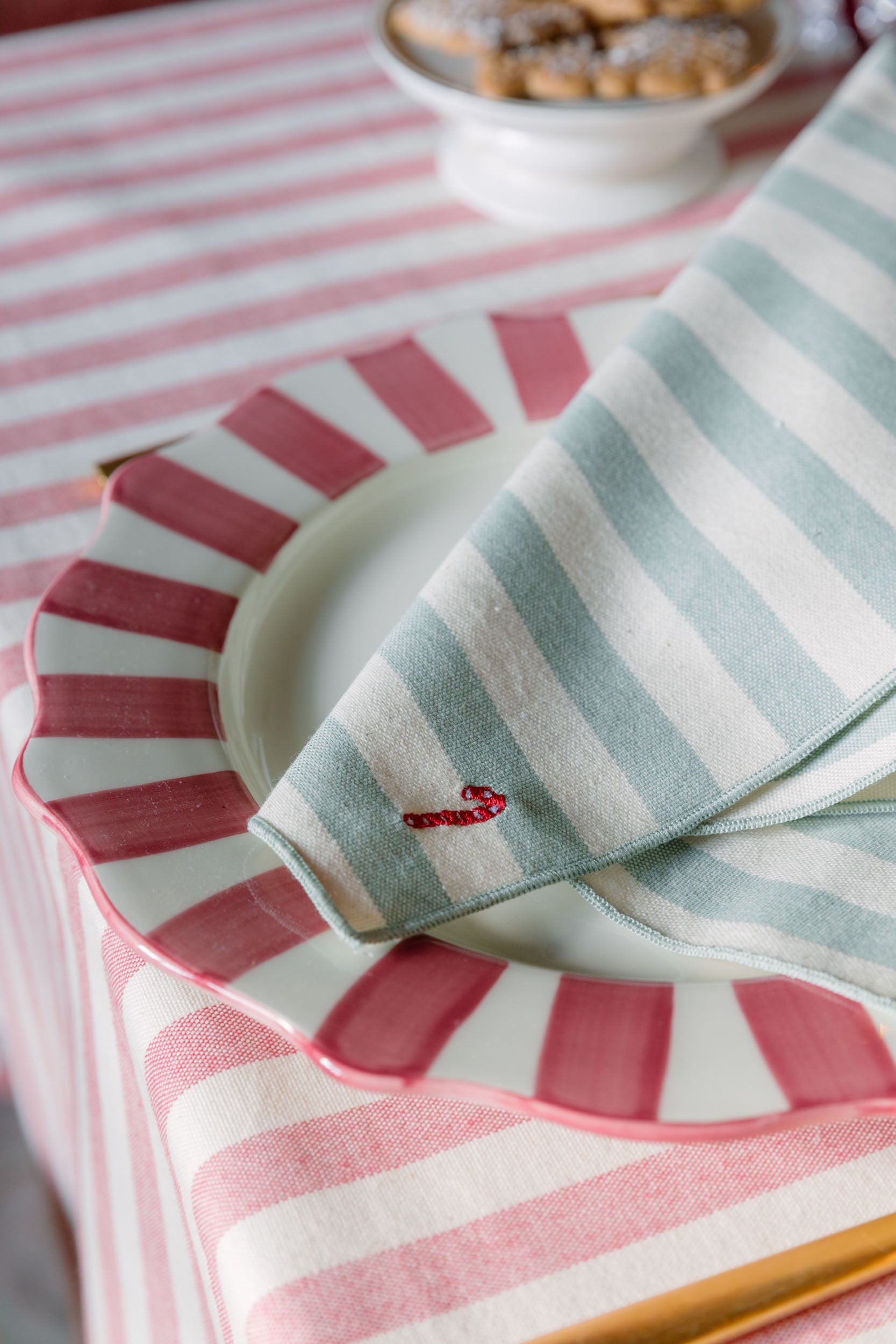 Servilletas con bordados navideños Barra
