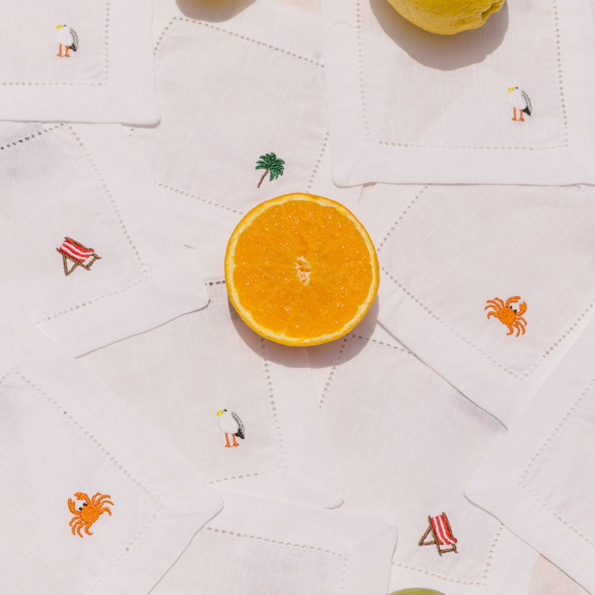 Mafra linen Napkins with summer embroidery
