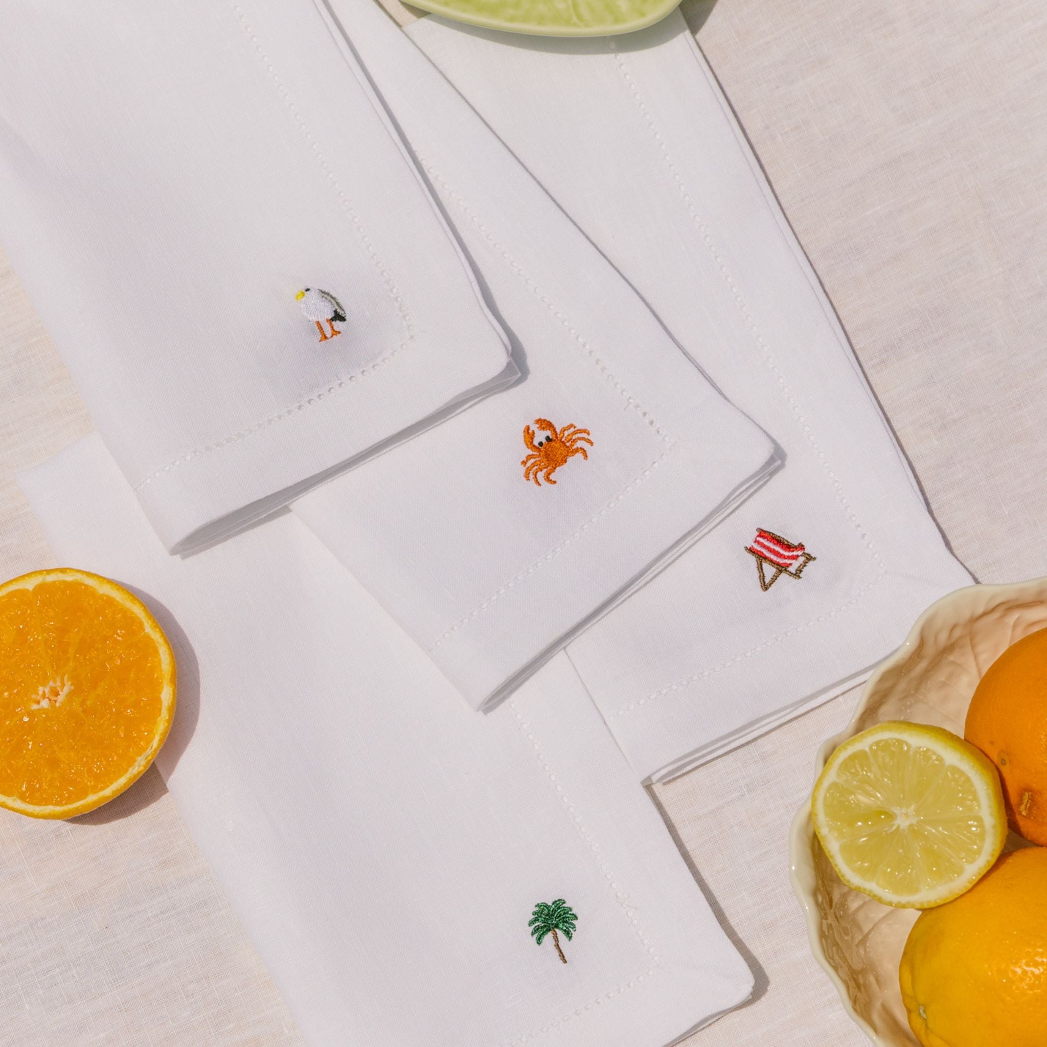Mafra linen Napkins with summer embroidery