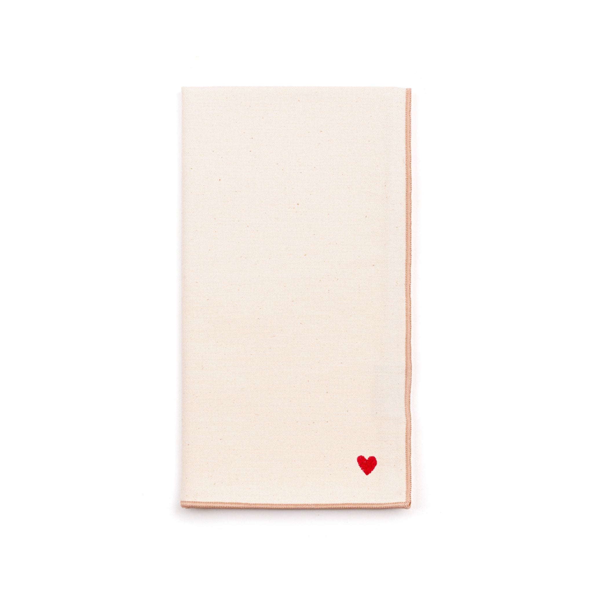Ecru Nazaré napkins with heart embroidery