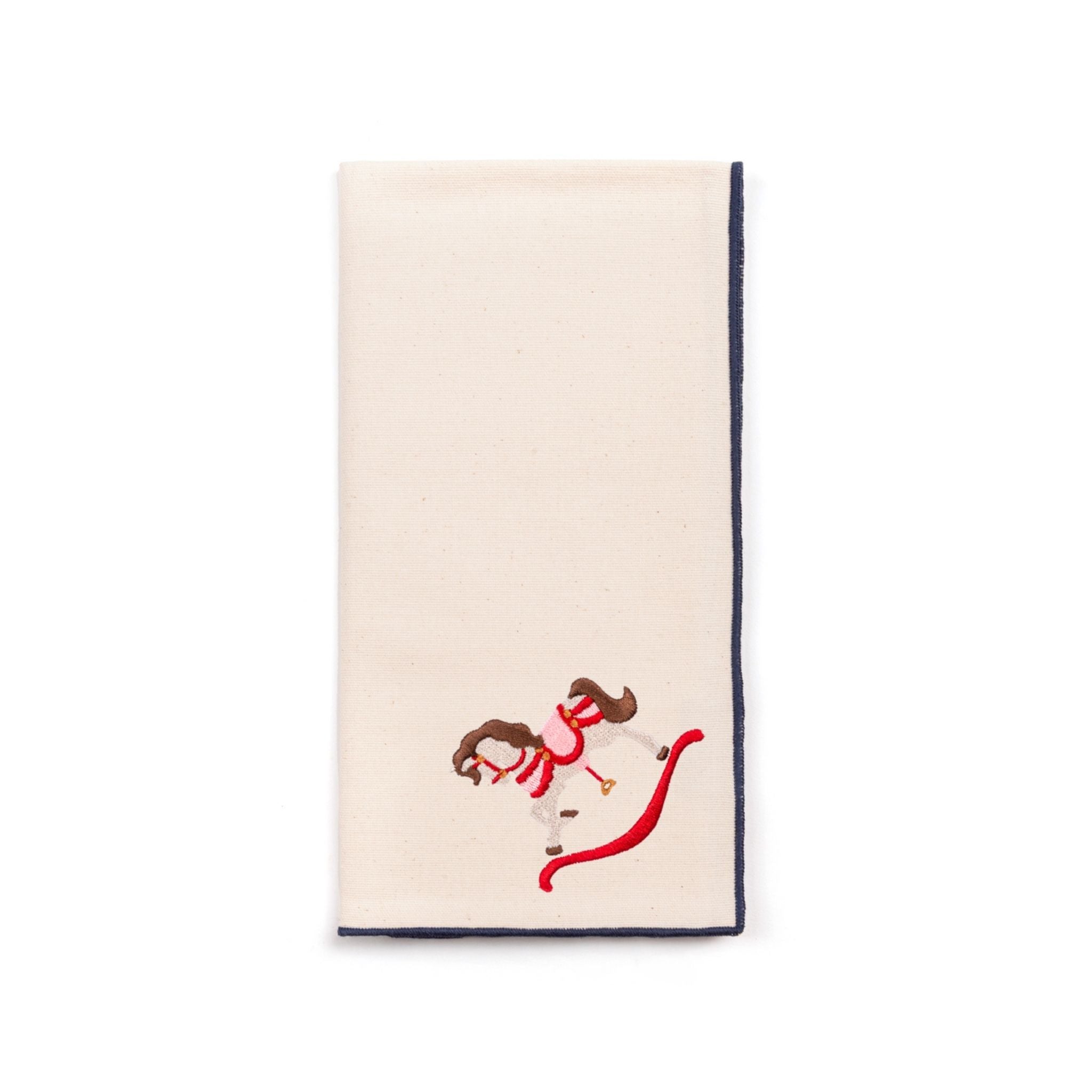 Guardanapos Nazaré cru com bordado de cavalos