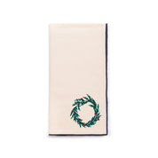 Guardanapos Nazaré cru com bordado de árvore e coroa de Natal