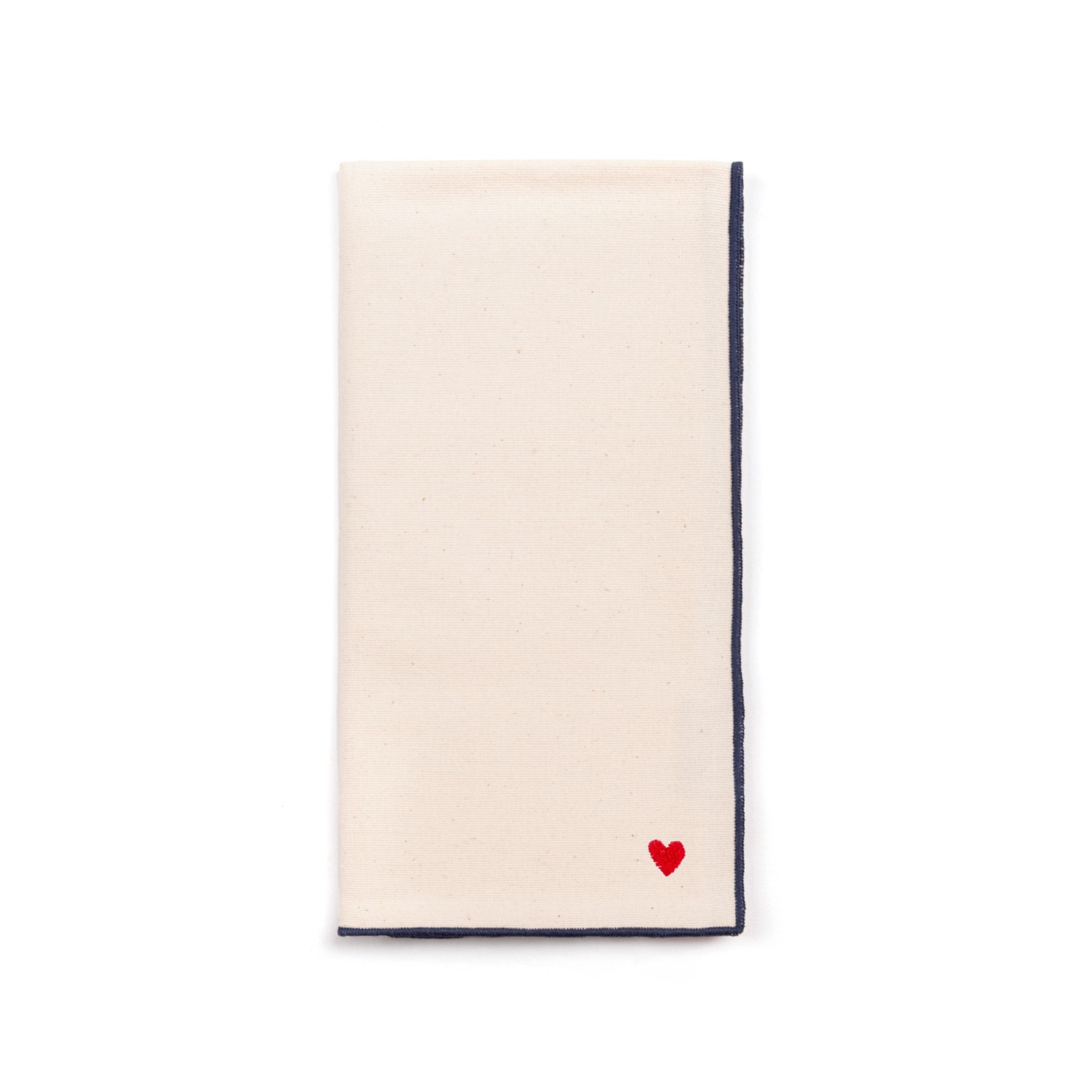 Ecru Nazaré napkins with heart embroidery