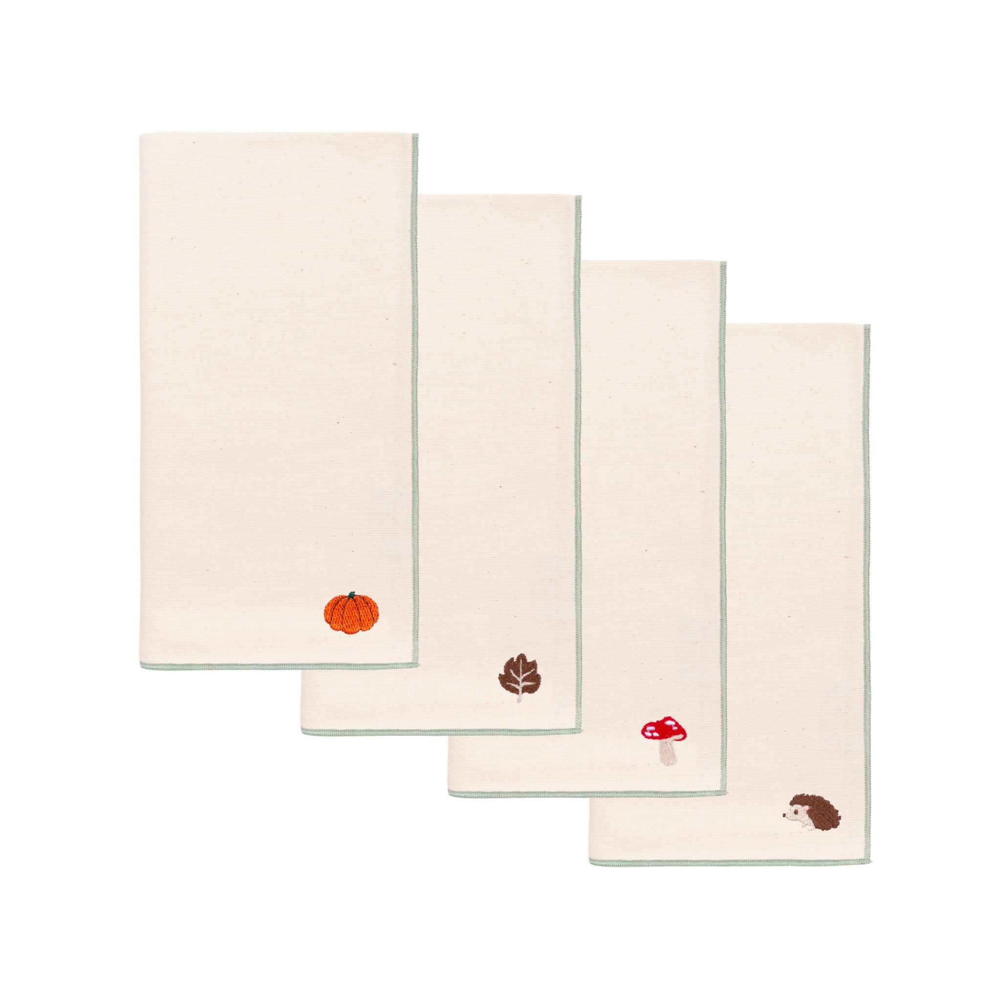 Ecru Nazaré napkins with autumn embroidery - Torres Novas