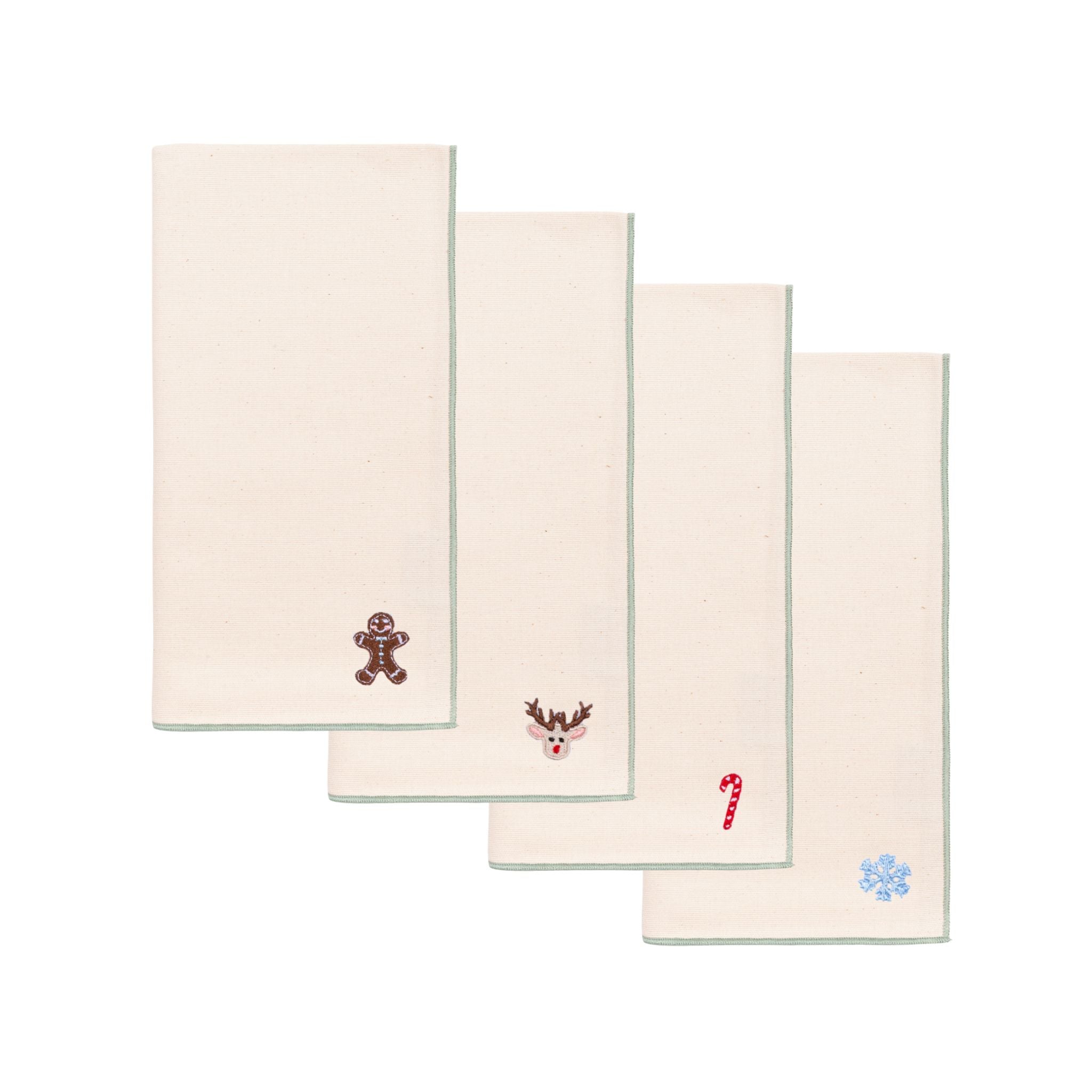 Ecru Nazaré napkins with small christmas embroidery - Torres Novas