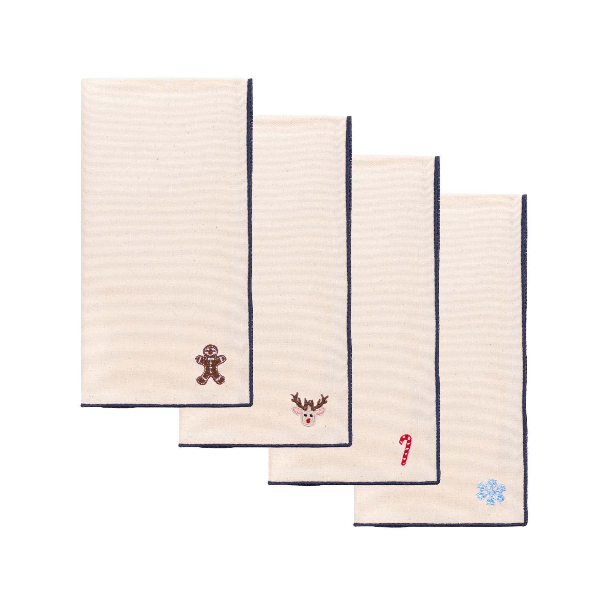 Ecru Nazaré napkins with small christmas embroidery - Torres Novas