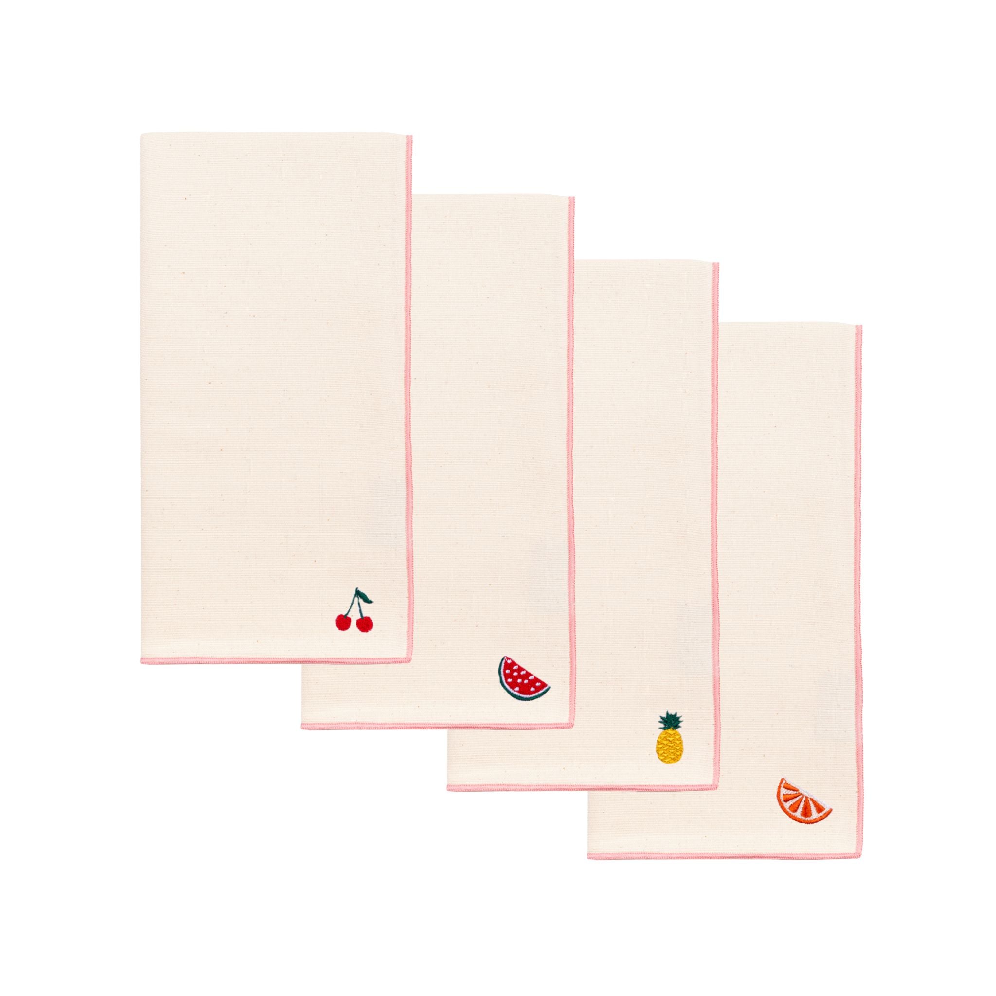 Ecru Nazaré napkins with fruit embroidery - Torres Novas