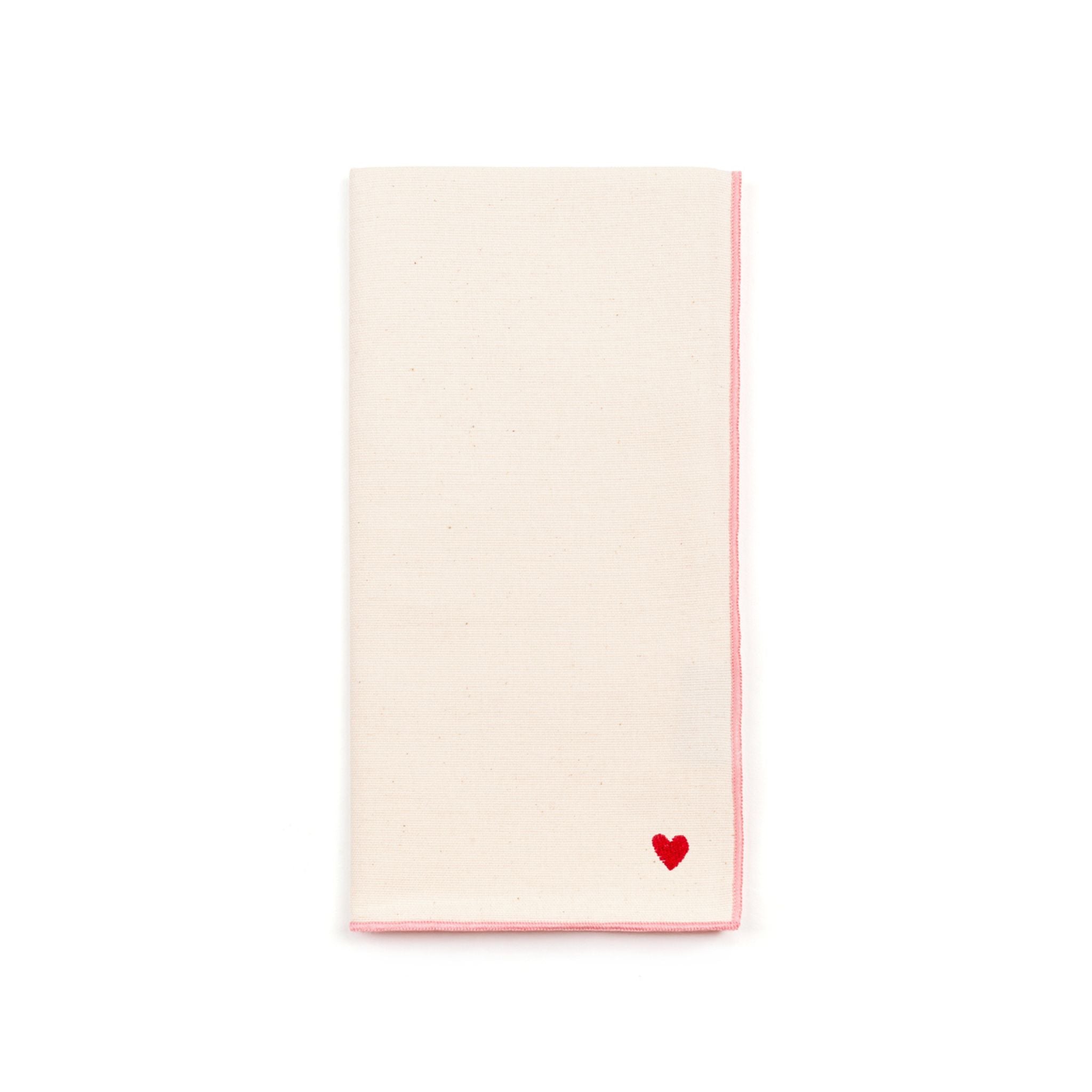 Ecru Nazaré napkins with heart embroidery