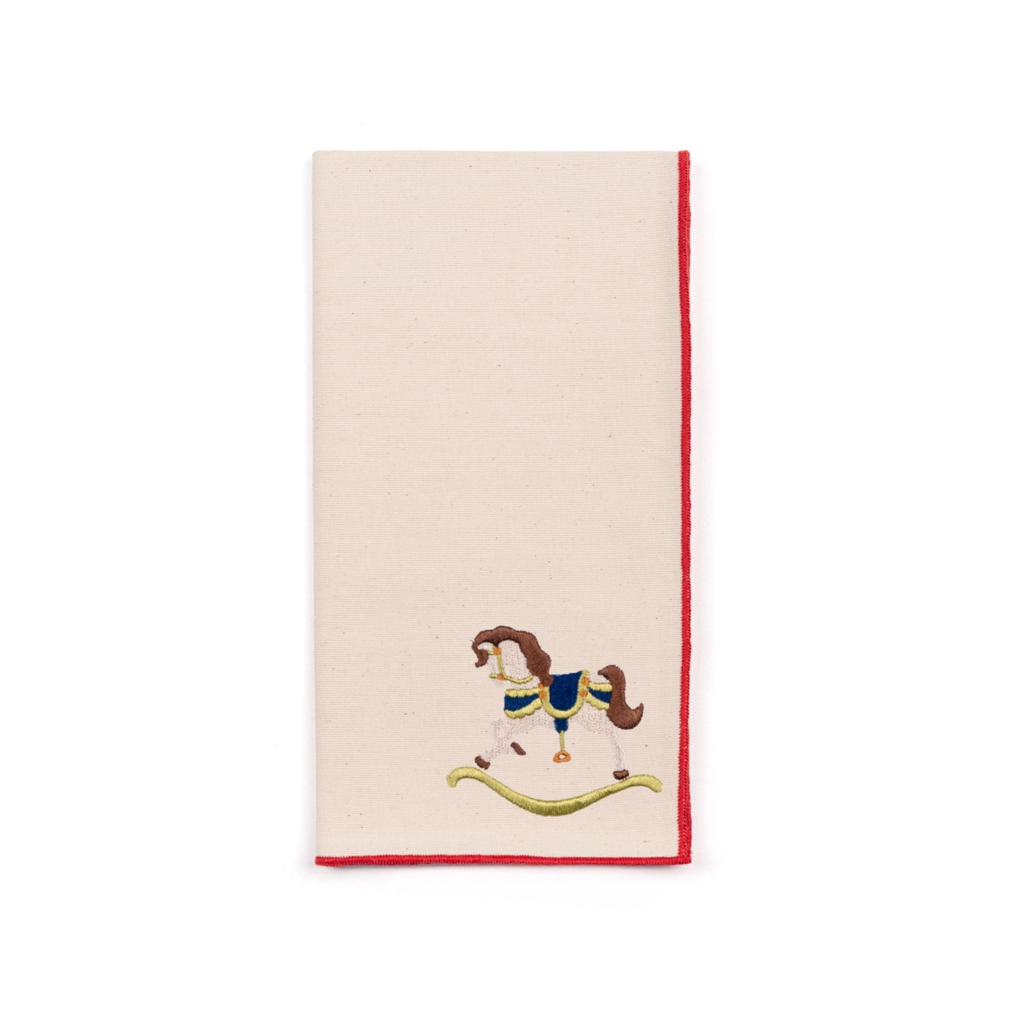 Guardanapos Nazaré cru com bordado de cavalos