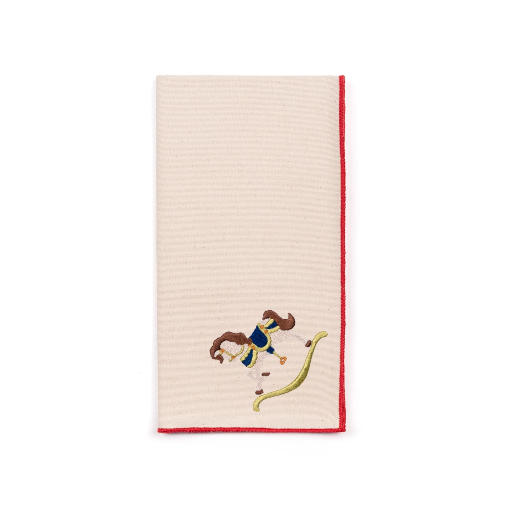 Guardanapos Nazaré cru com bordado de cavalos