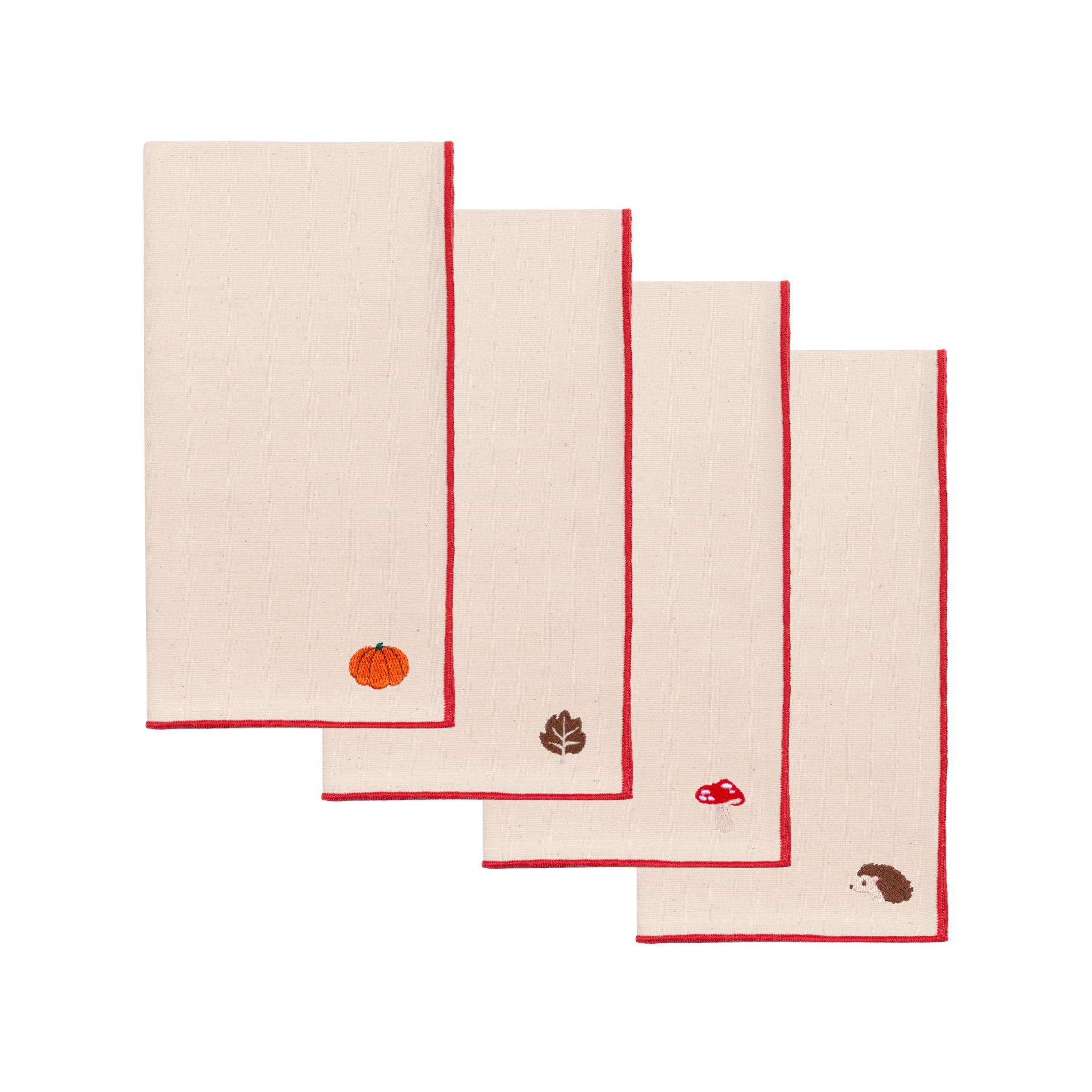 Ecru Nazaré napkins with autumn embroidery - Torres Novas