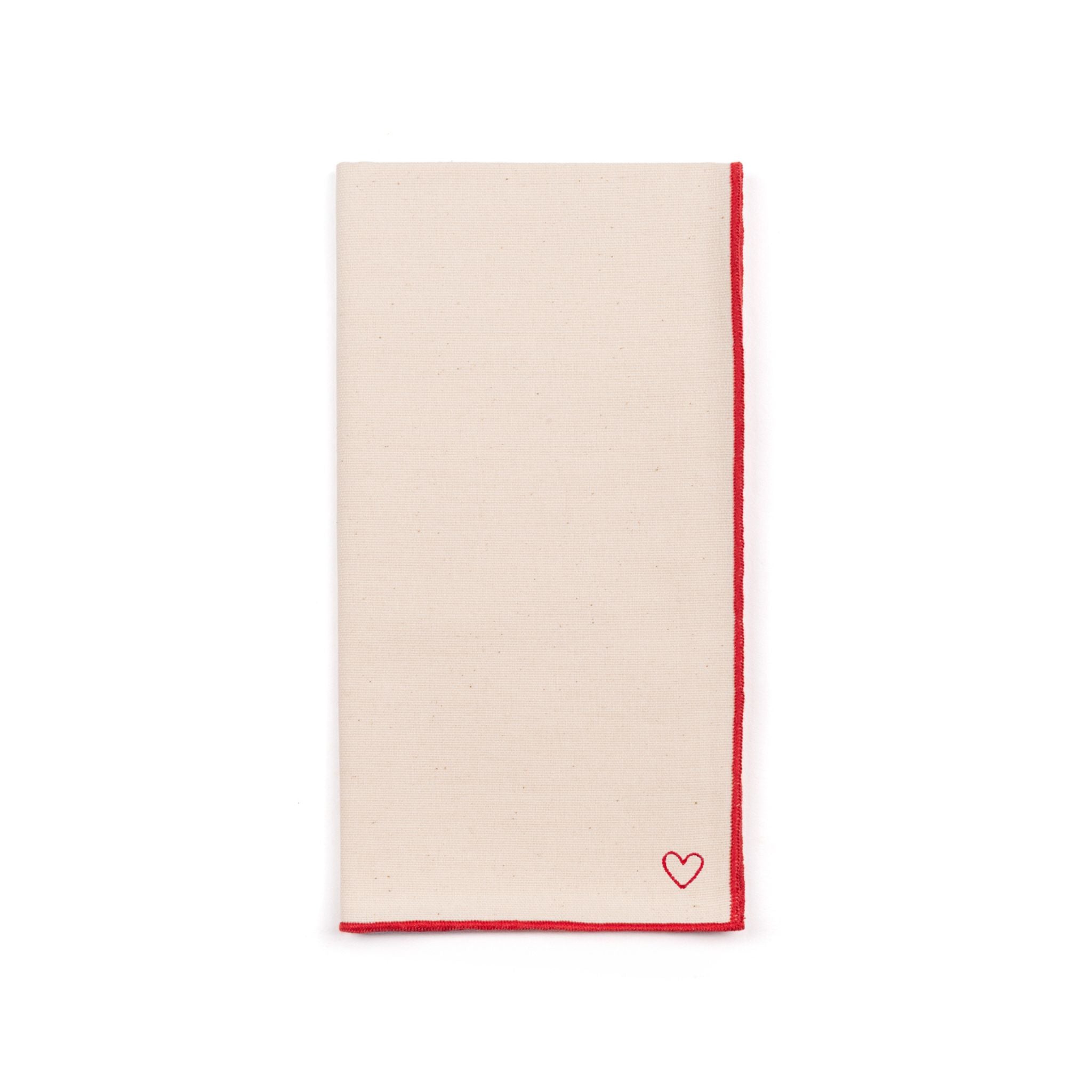 Ecru Nazaré napkins with heart embroidery