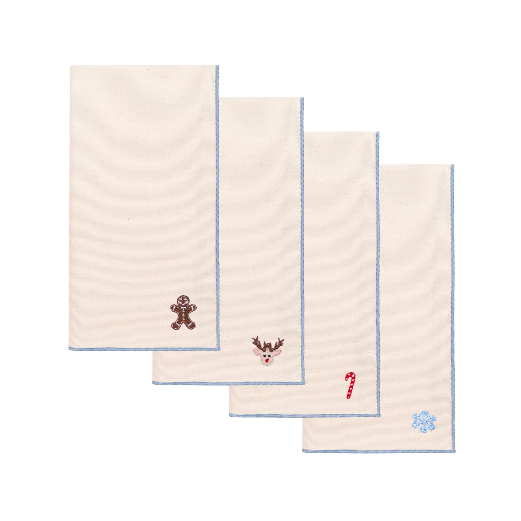 Ecru Nazaré napkins with small christmas embroidery - Torres Novas