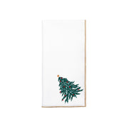 White Nazaré napkins with christmas tree and wreath embroidery
