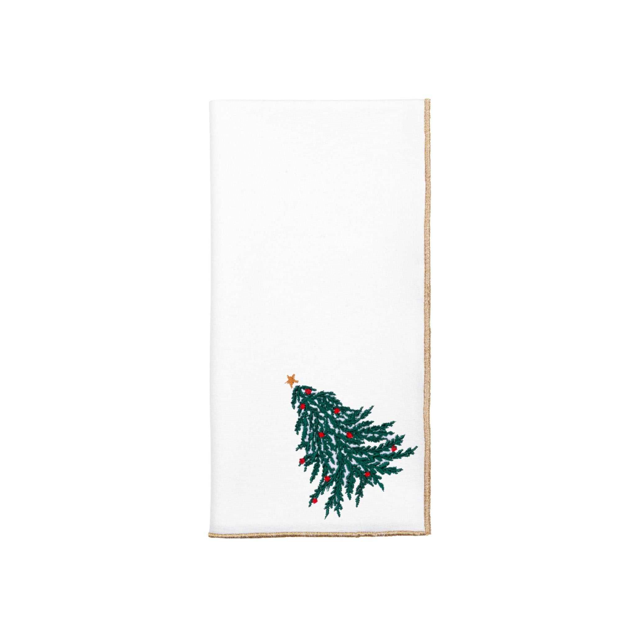 White Nazaré napkins with christmas tree and wreath embroidery
