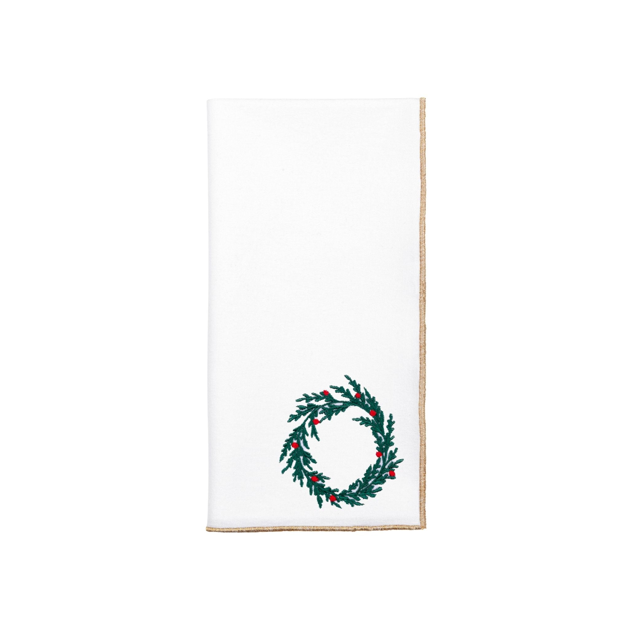 White Nazaré napkins with christmas tree and wreath embroidery