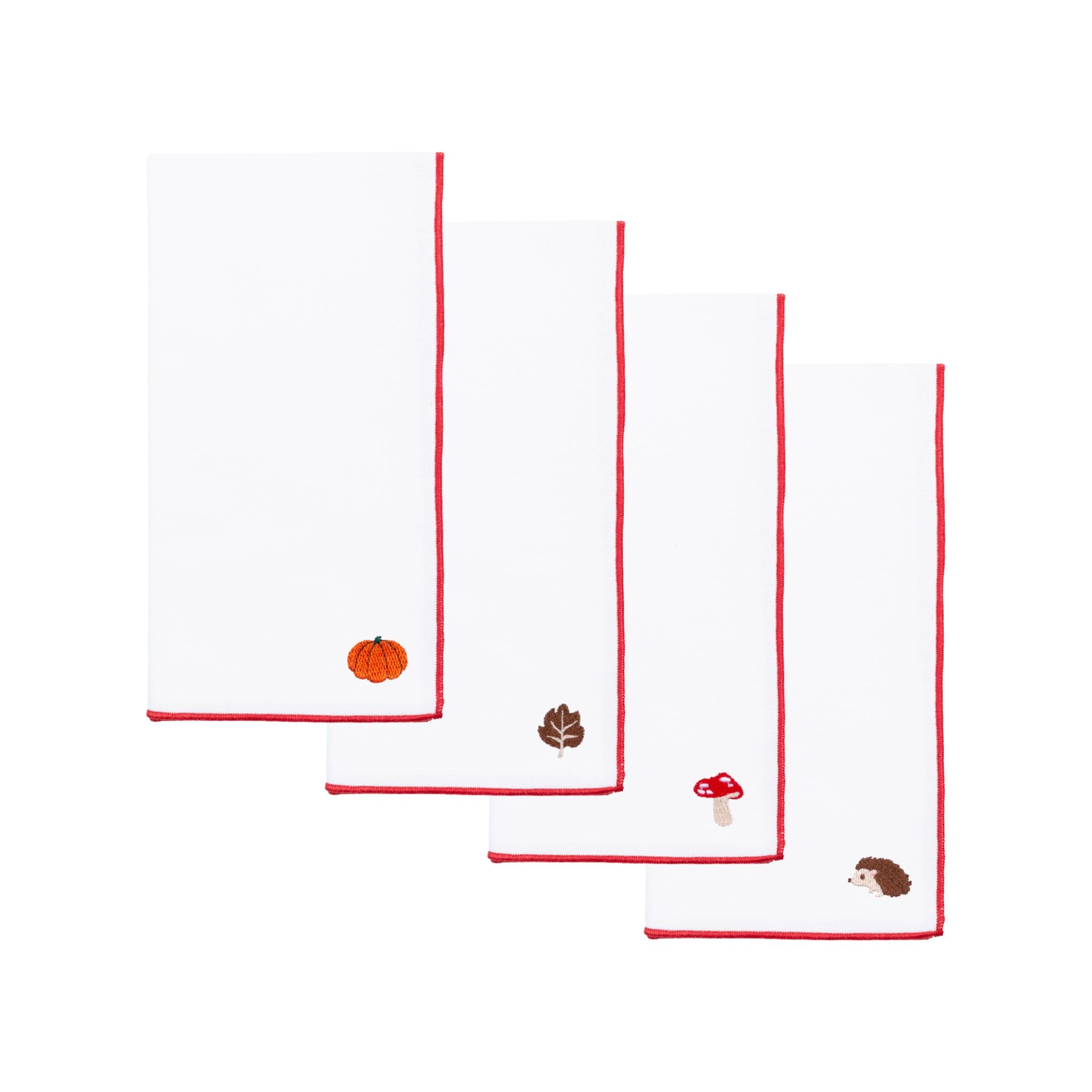 White Nazaré napkins with autumn embroidery - Torres Novas