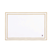 Nazaré white cotton table linen with embroidered retro sports motifs