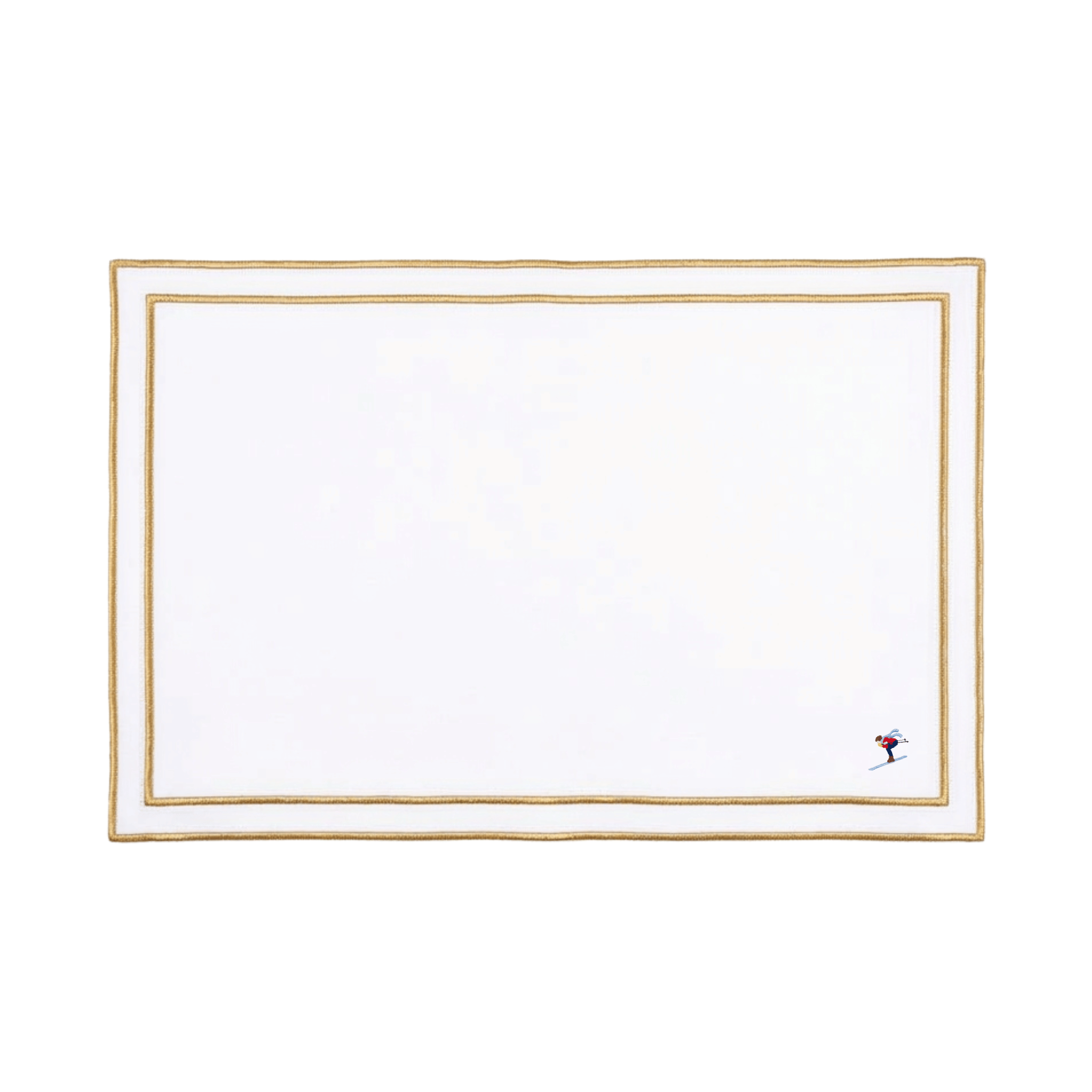 Nazaré white cotton table linen with embroidered retro sports motifs