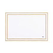Nazaré white cotton table linen with embroidered retro sports motifs