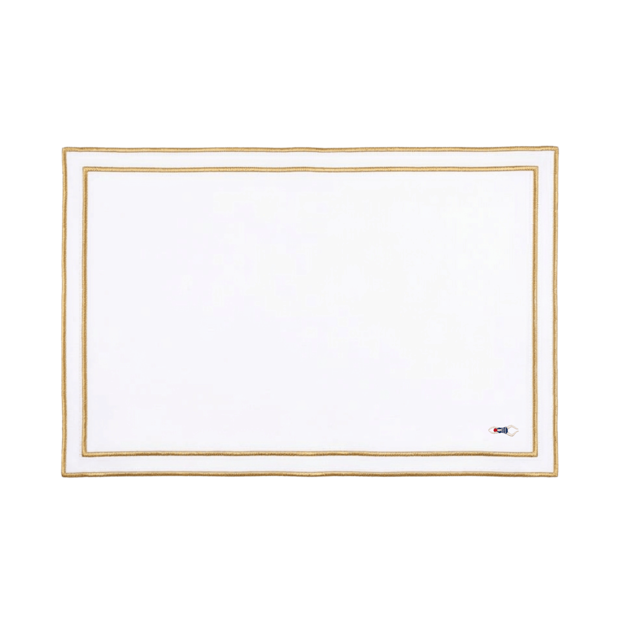 Nazaré white cotton table linen with embroidered retro sports motifs
