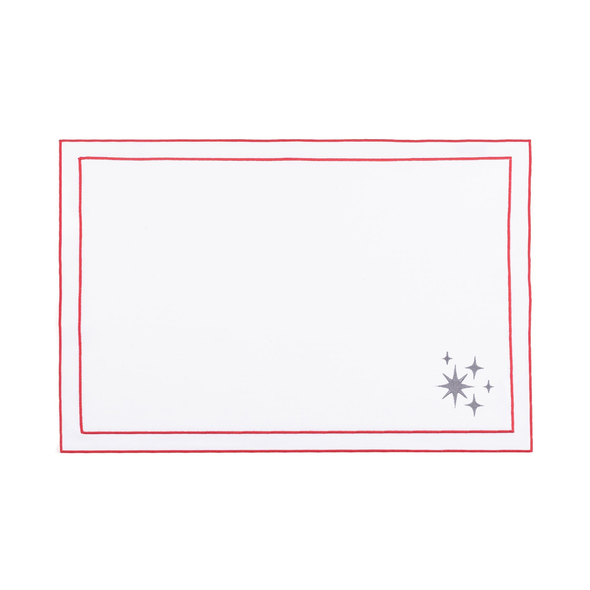 Nazaré white cotton table linen with embroidered stars - Torres Novas