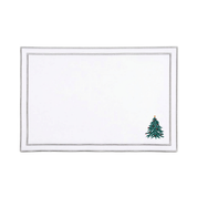 Nazaré white cotton table linen with embroidered Christmas tree and wreath