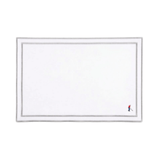 Nazaré white cotton table linen with embroidered retro sports motifs