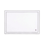 Nazaré white cotton table linen with embroidered retro sports motifs