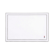 Nazaré white cotton table linen with embroidered retro sports motifs