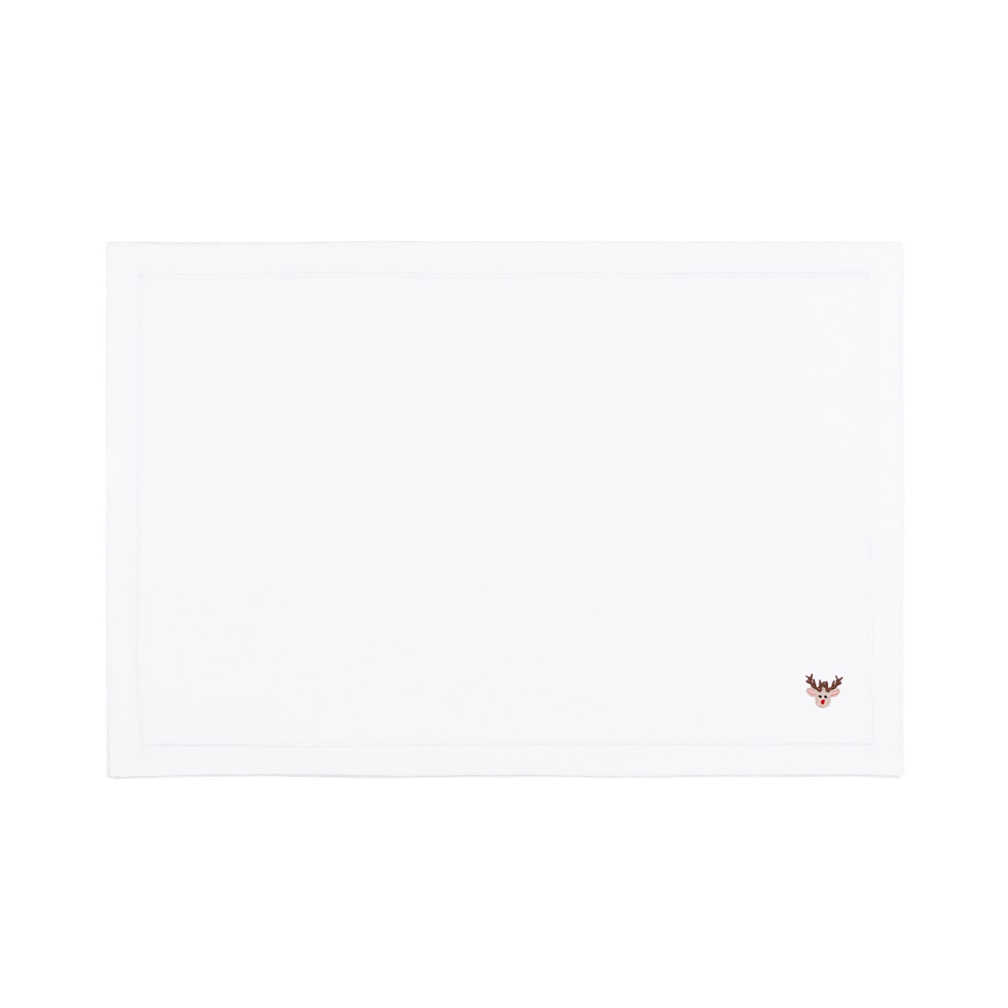 Nazaré white cotton table linen with embroidered small Christmas motifs - Torres Novas