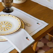 Nazaré white cotton table linen with embroidered Easter motifs