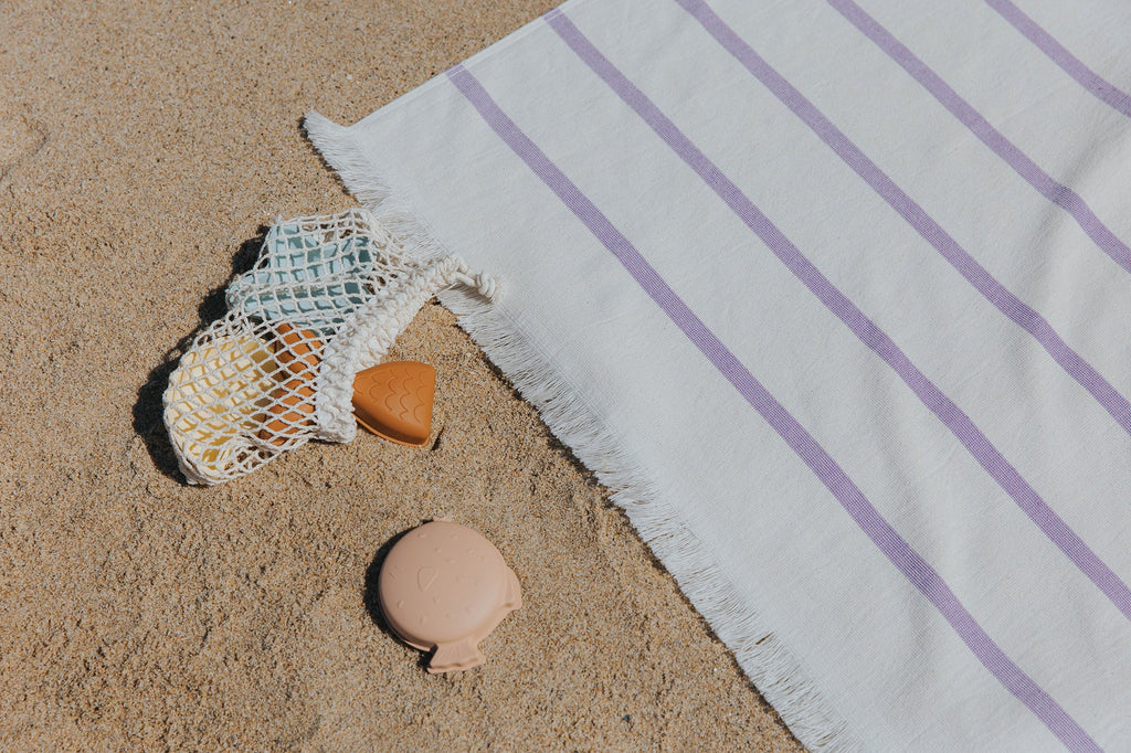 Lavender horizontal stripes beach towel - Torres Novas